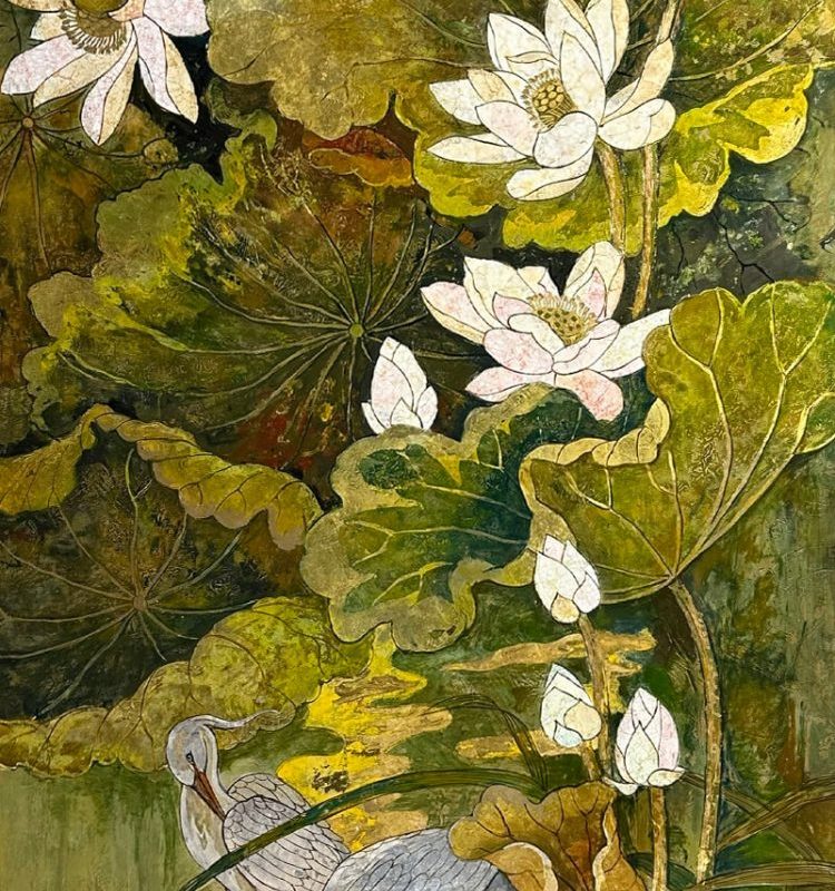 Tranh Bạch Hạc Liên Hoa