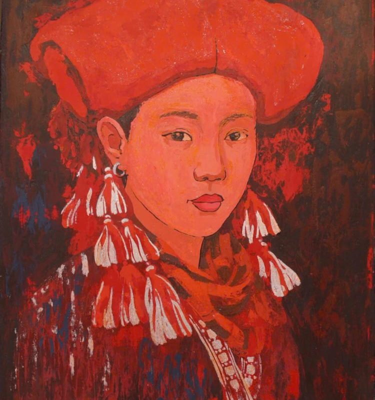 Tranh Chân Dung Thiếu Nữ Dao Đỏ VIII