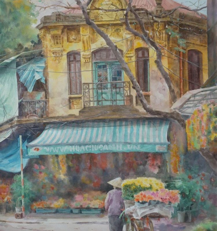 Tranh Hoa Nghiêng Trên Phố