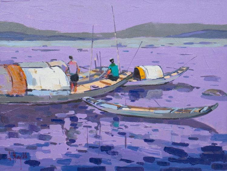 Tranh Hoàng Hôn trên Biển